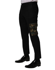 Dolce & Gabbana Schwarze Baumwoll-Skinny-Kleid-Cargohose