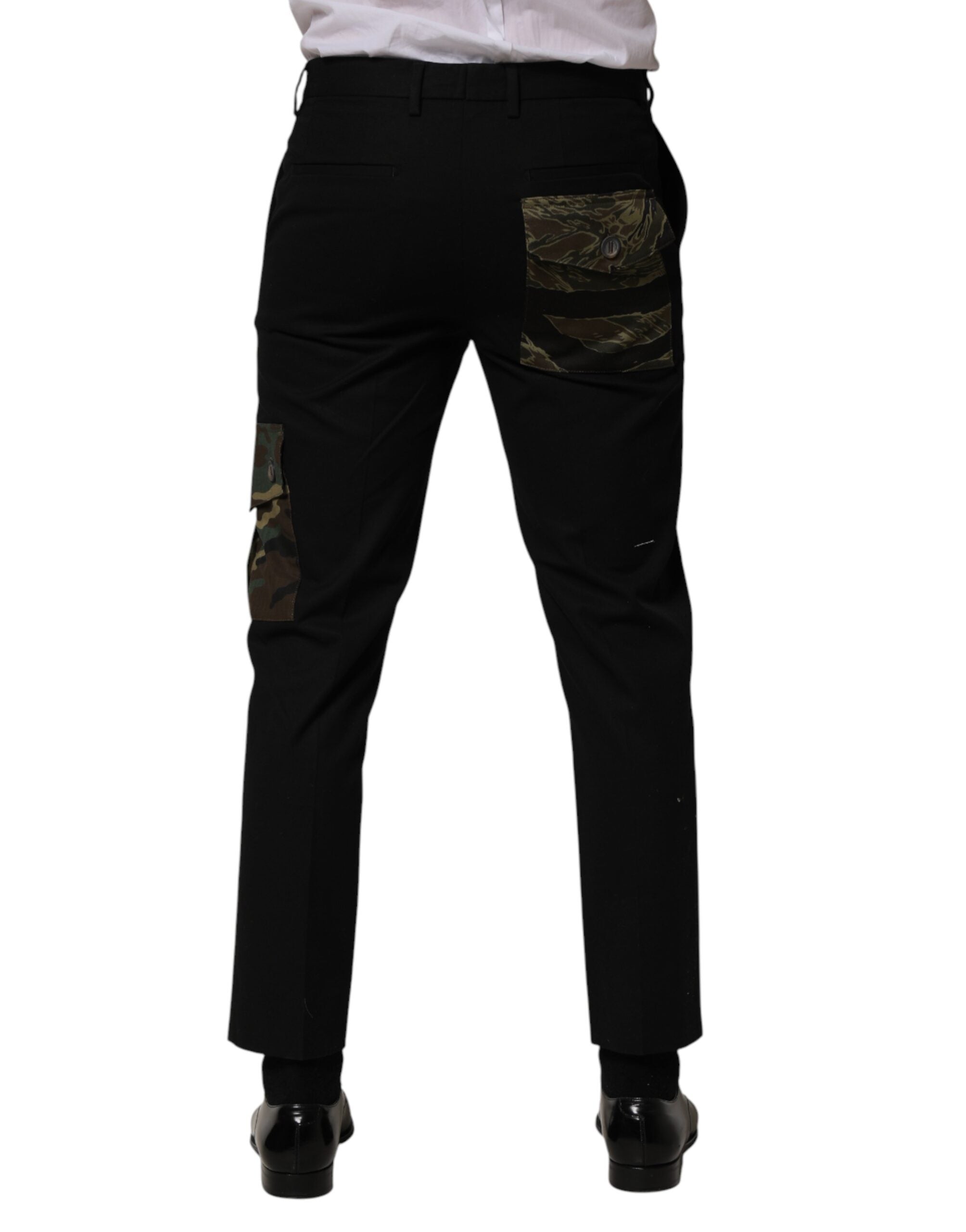 Dolce & Gabbana Schwarze Baumwoll-Skinny-Kleid-Cargohose