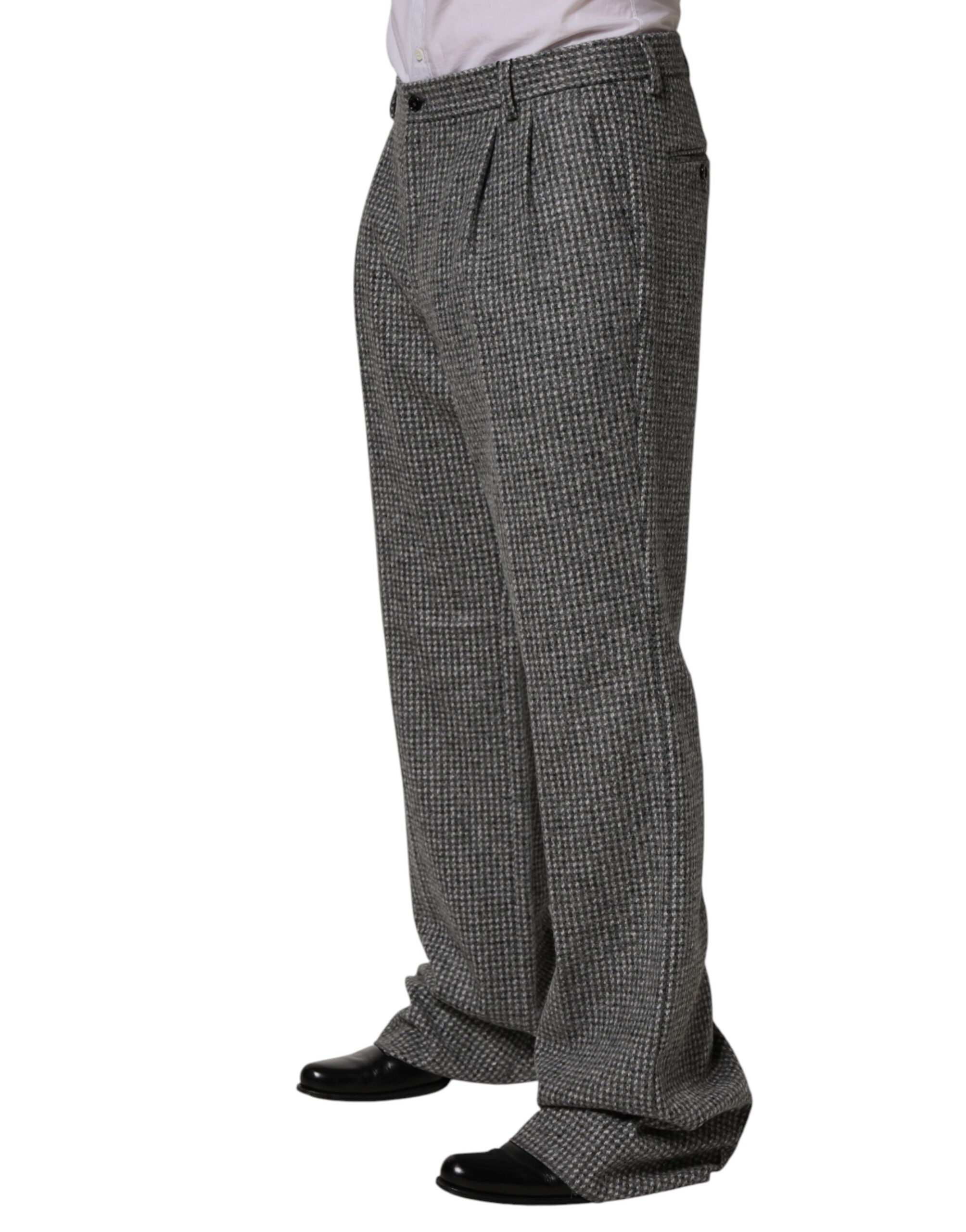 Dolce & Gabbana Graue Hahnentritt Gerade geschnittene Anzughose
