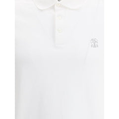 Brunello Cucinelli White Cotton Polo Shirt