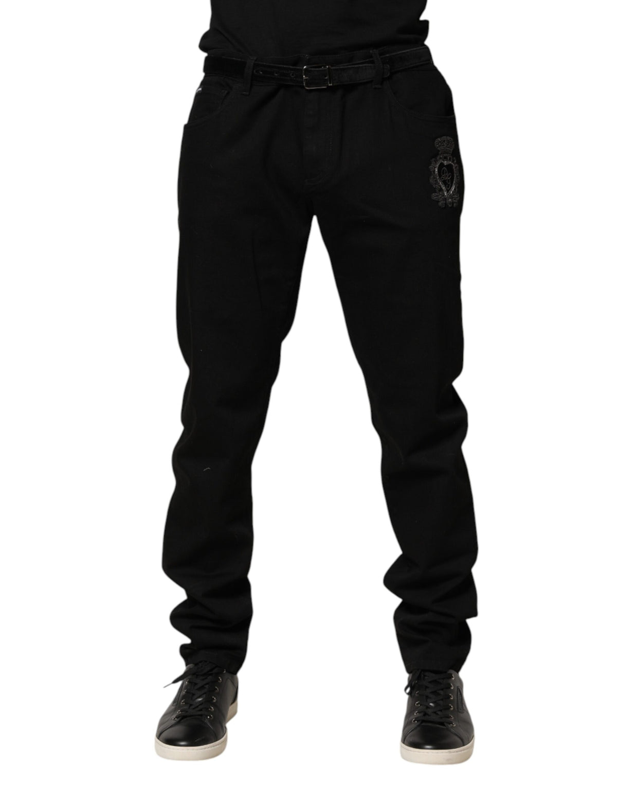Dolce & Gabbana Schwarze Skinny Jeans für Herren mit Heiligem Herzen