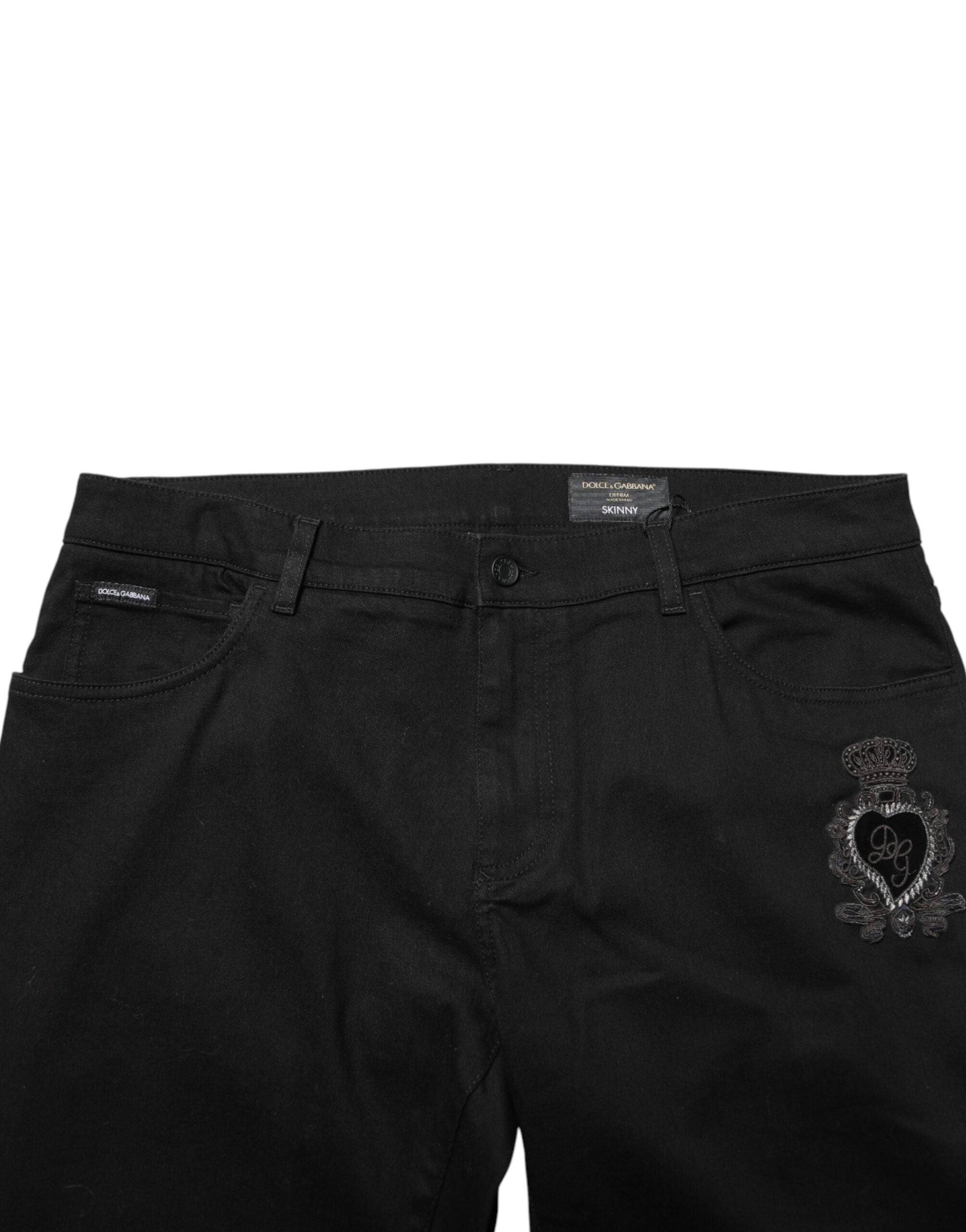 Dolce & Gabbana Schwarze Skinny Jeans für Herren mit Heiligem Herzen
