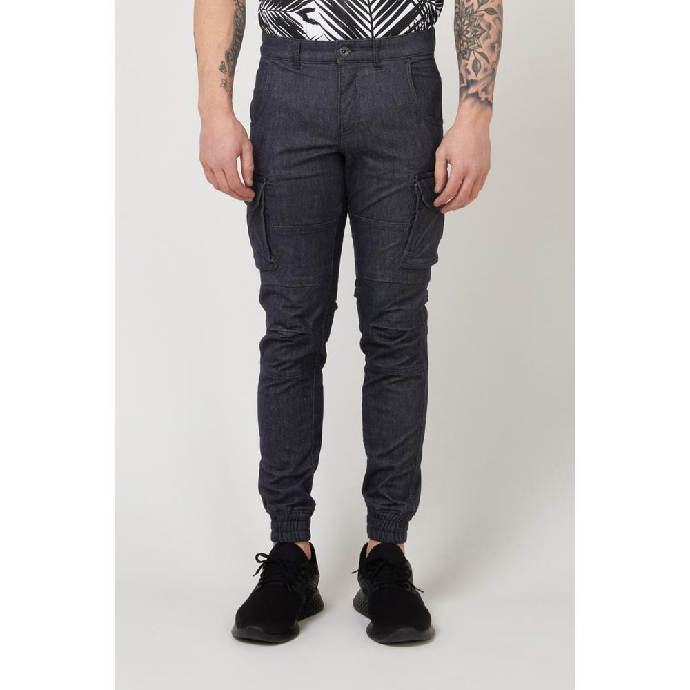 Gas Blue Polyester Cargo Pants