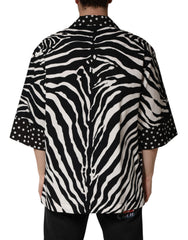 Dolce & Gabbana Zwart Wit Zebra Oversized Overhemd met Knoopsluiting