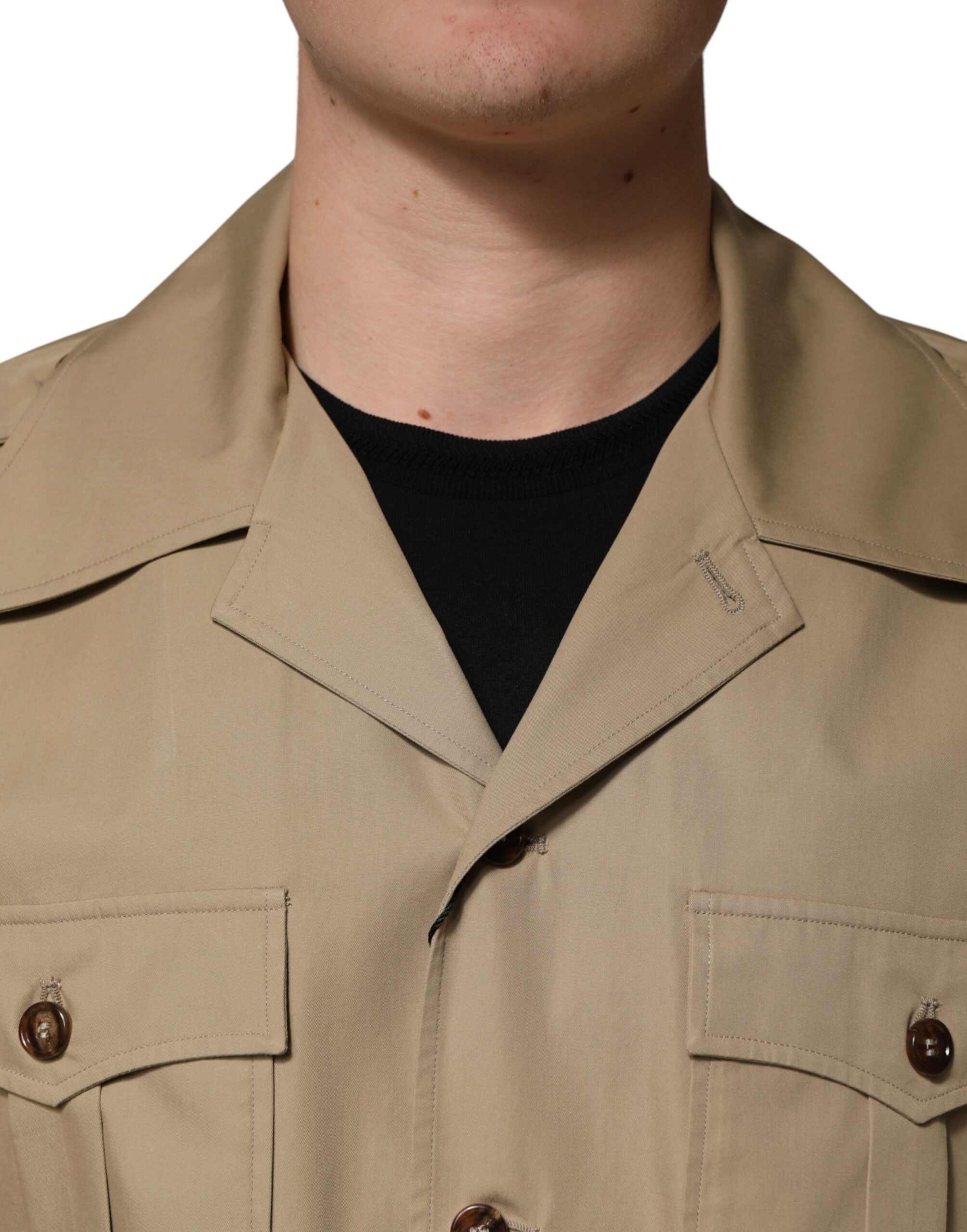 Dolce & Gabbana Braunes Pin-up Herren Freizeit-Kurzarmhemd