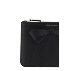 Comme Des Garçons Zwart Kalfslederen Portemonnee van Bos Taurus