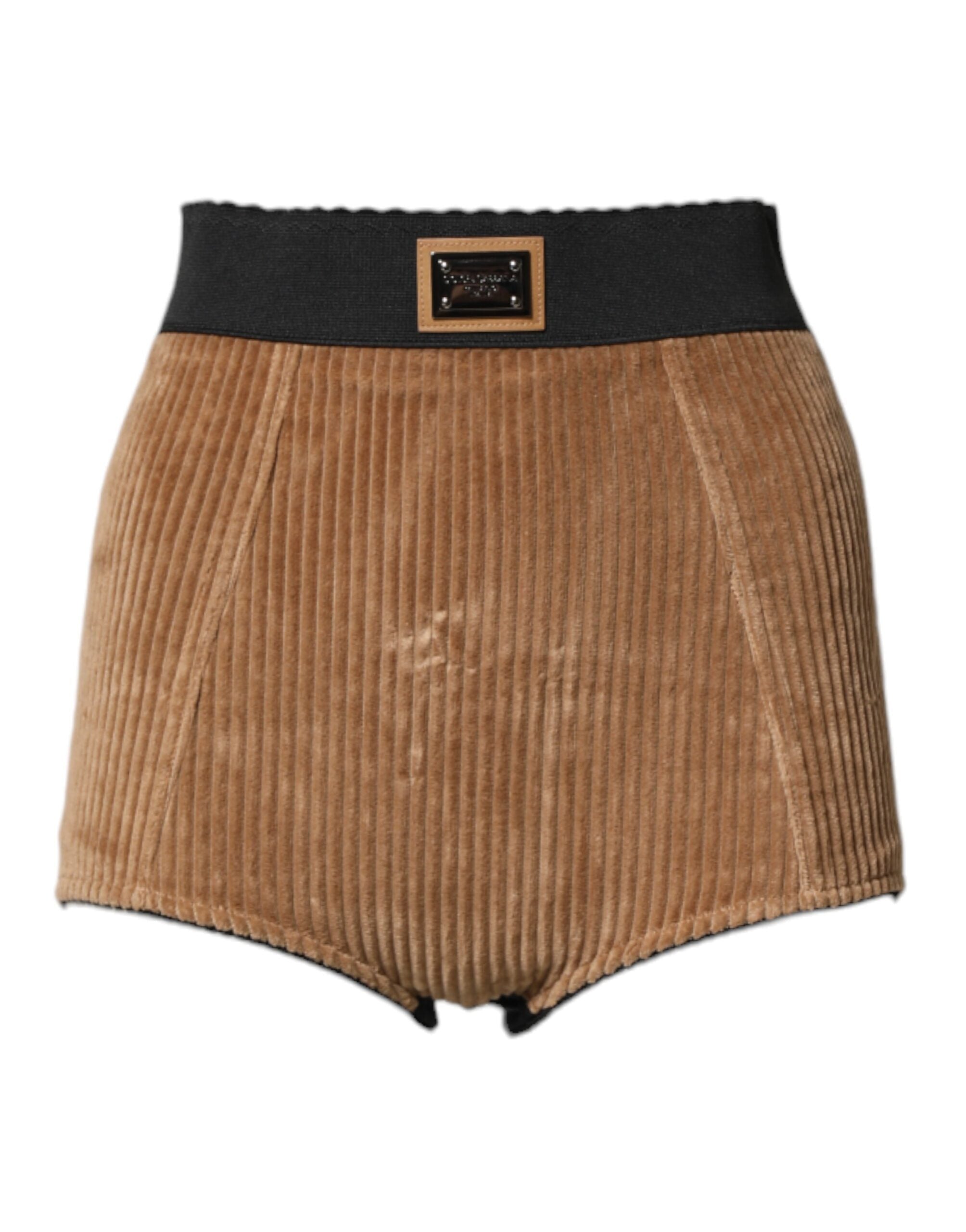Dolce & Gabbana Braune High-Waist Hot Pants Shorts aus Baumwolle