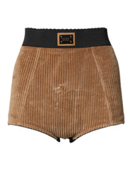 Dolce & Gabbana Braune High-Waist Hot Pants Shorts aus Baumwolle