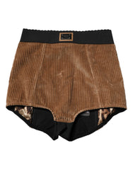 Dolce & Gabbana Braune High-Waist Hot Pants Shorts aus Baumwolle