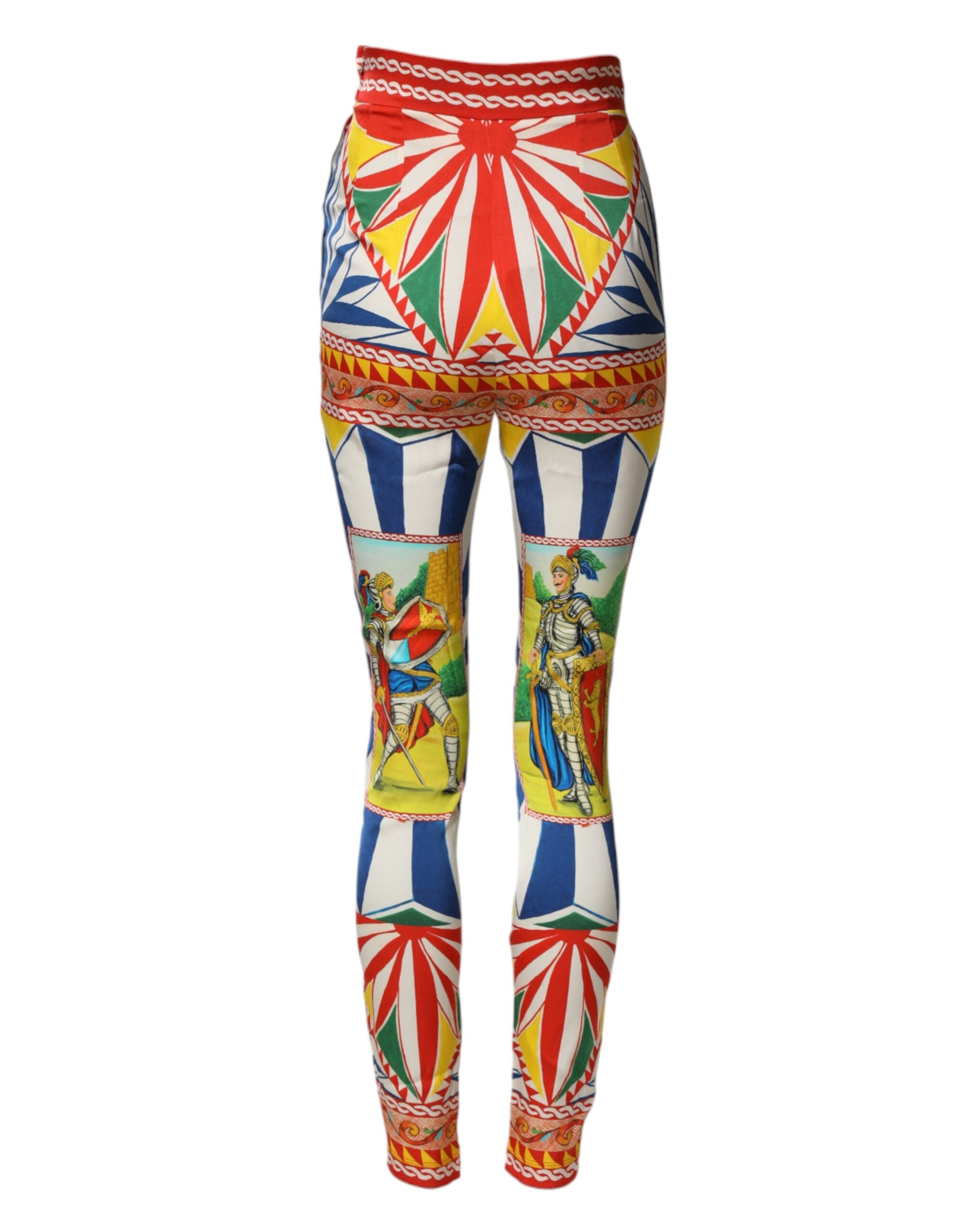 Dolce & Gabbana Mehrfarbige Seiden-Carretto-Leggings mit Stretchbund