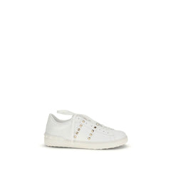 Valentino Garavani White Calf Leather Bos Taurus Low Top Sneakers