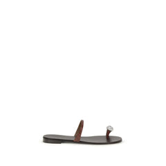 Giuseppe Zanotti Bruin Kalfsleer Bos Taurus Platte Sandalen