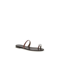 Giuseppe Zanotti Bruin Kalfsleer Bos Taurus Platte Sandalen