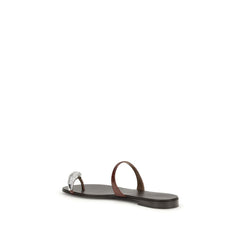 Giuseppe Zanotti Bruin Kalfsleer Bos Taurus Platte Sandalen