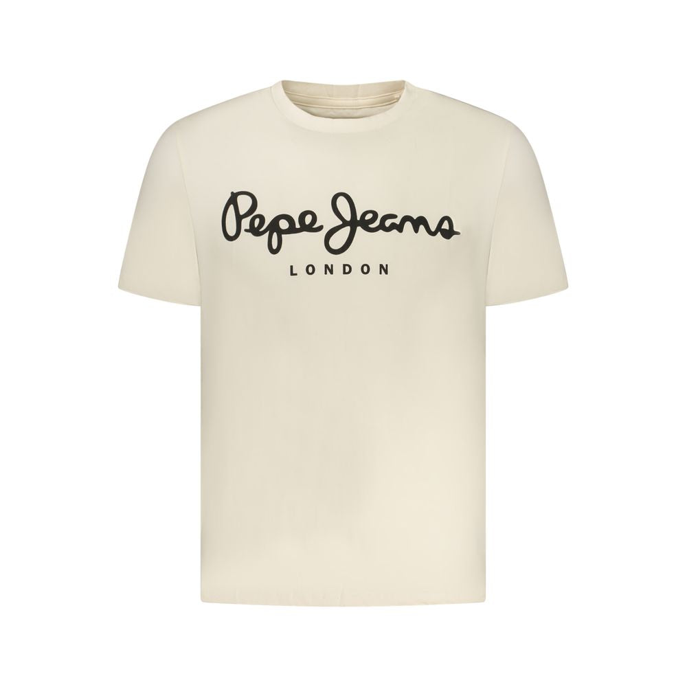 Pepe Jeans beigefarbenes Herren-T-Shirt aus Baumwolle