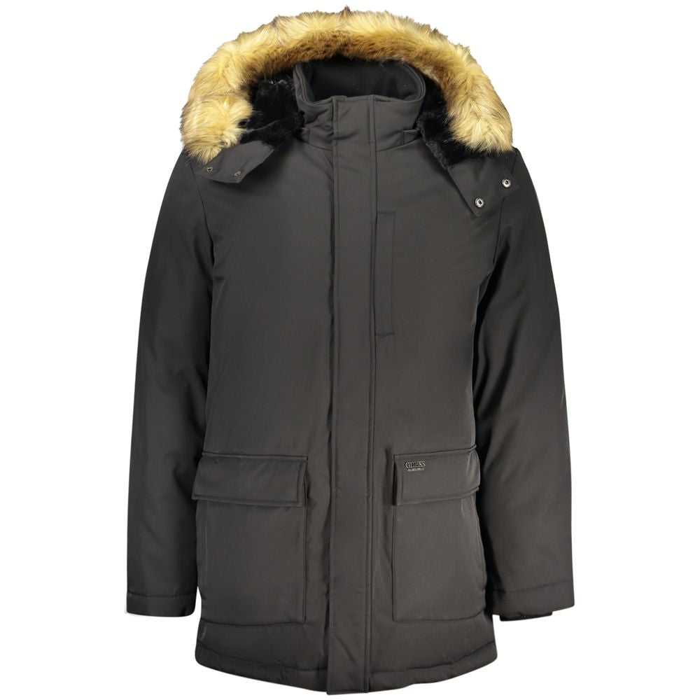 Guess Jeans Herrenjacke aus schwarzem Polyester