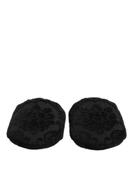 Dolce & Gabbana Schwarze Logo Bestickte Slipper Flats Schuhe