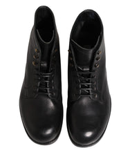 Dolce & Gabbana Schwarze geschnürte kurze Stiefeletten Herrenschuhe