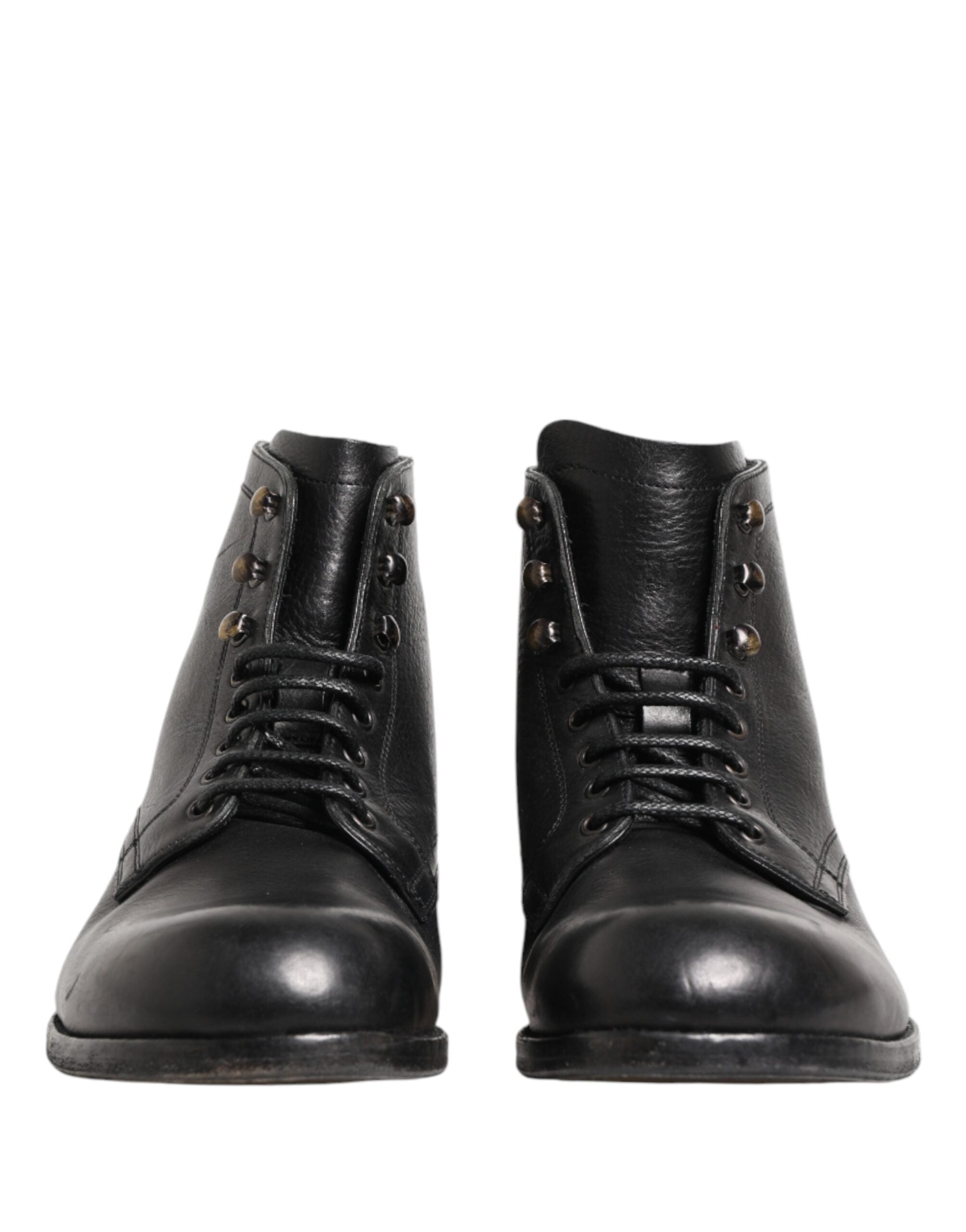 Dolce & Gabbana Schwarze geschnürte kurze Stiefeletten Herrenschuhe
