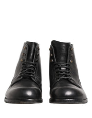 Dolce & Gabbana Schwarze geschnürte kurze Stiefeletten Herrenschuhe
