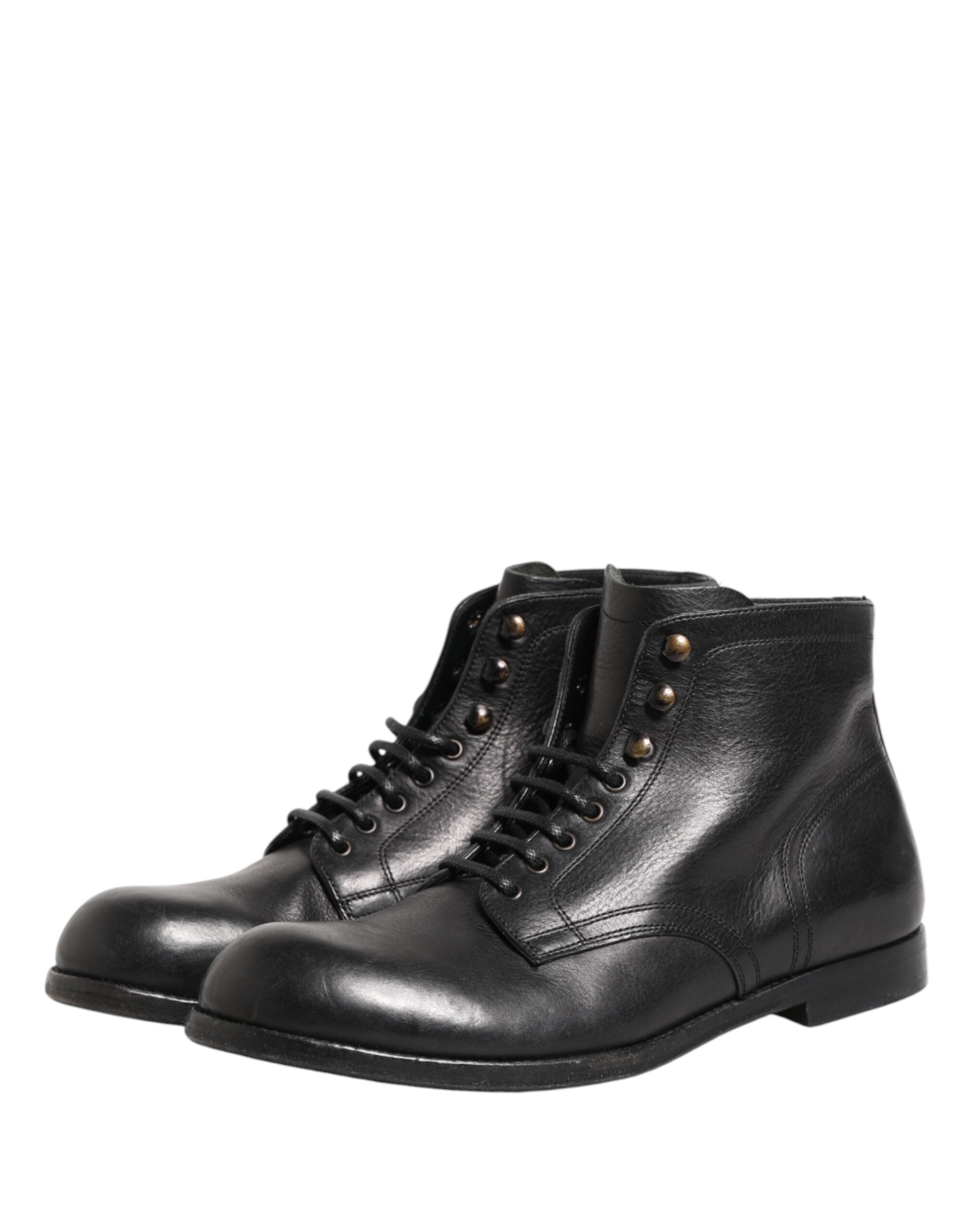 Dolce & Gabbana Schwarze geschnürte kurze Stiefeletten Herrenschuhe