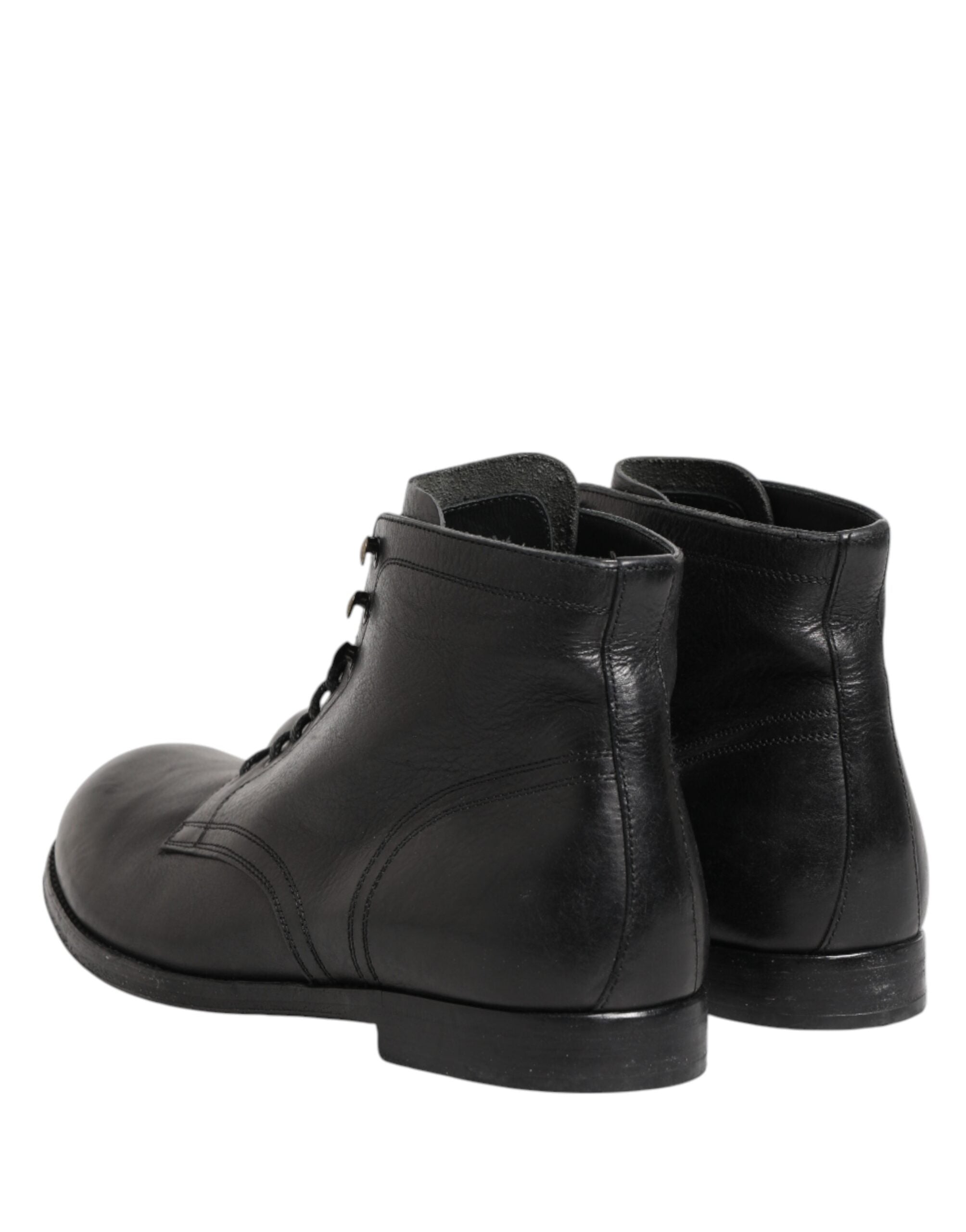 Dolce & Gabbana Schwarze geschnürte kurze Stiefeletten Herrenschuhe