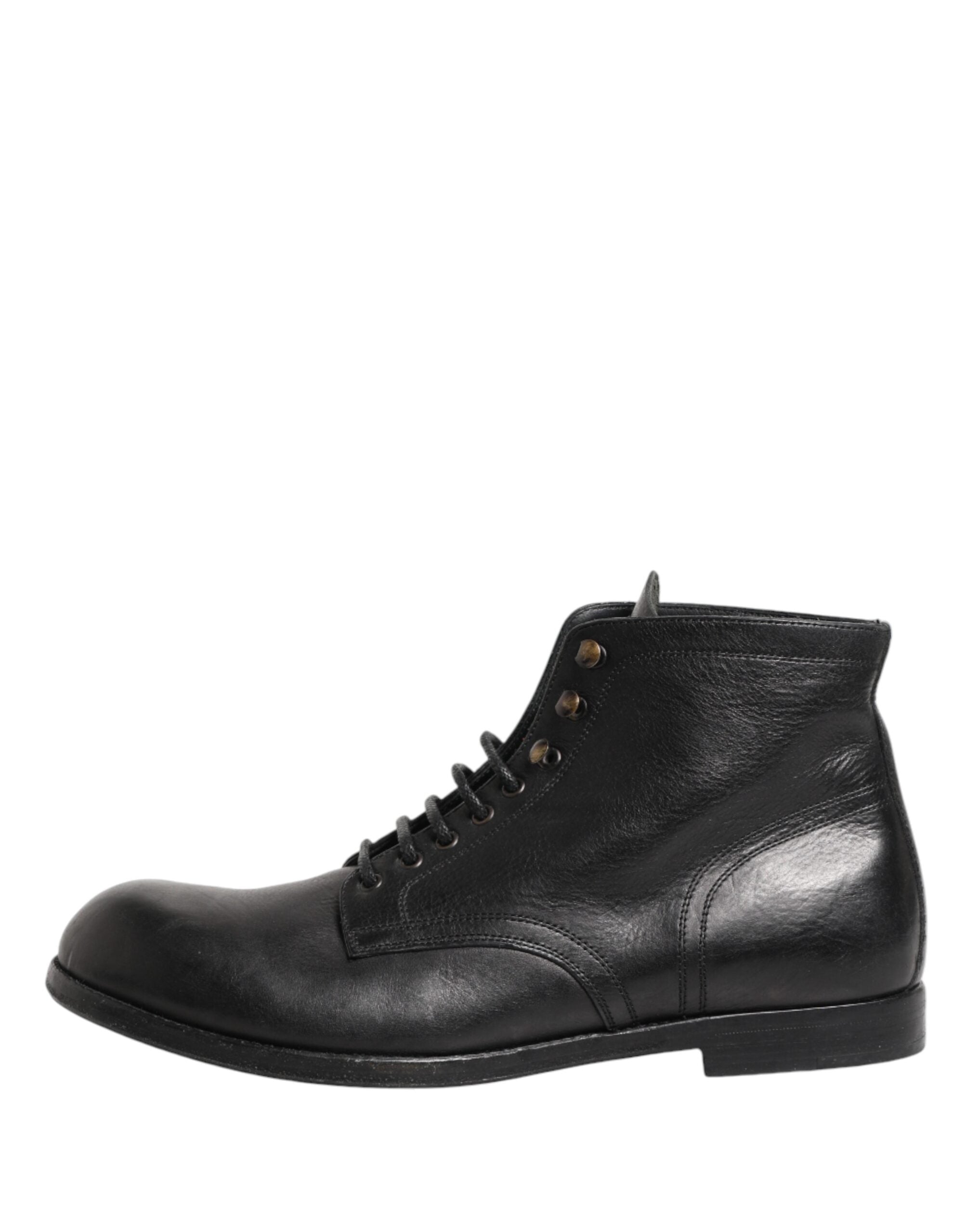 Dolce & Gabbana Schwarze geschnürte kurze Stiefeletten Herrenschuhe