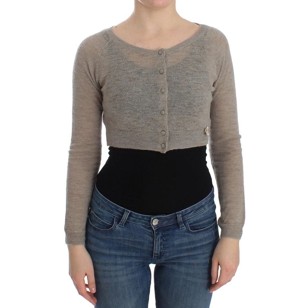 Ermanno Scervino Beige Alpaca Leather Cardigan