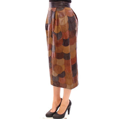 Dolce & Gabbana Bruine Midi Rok van Lamsleer