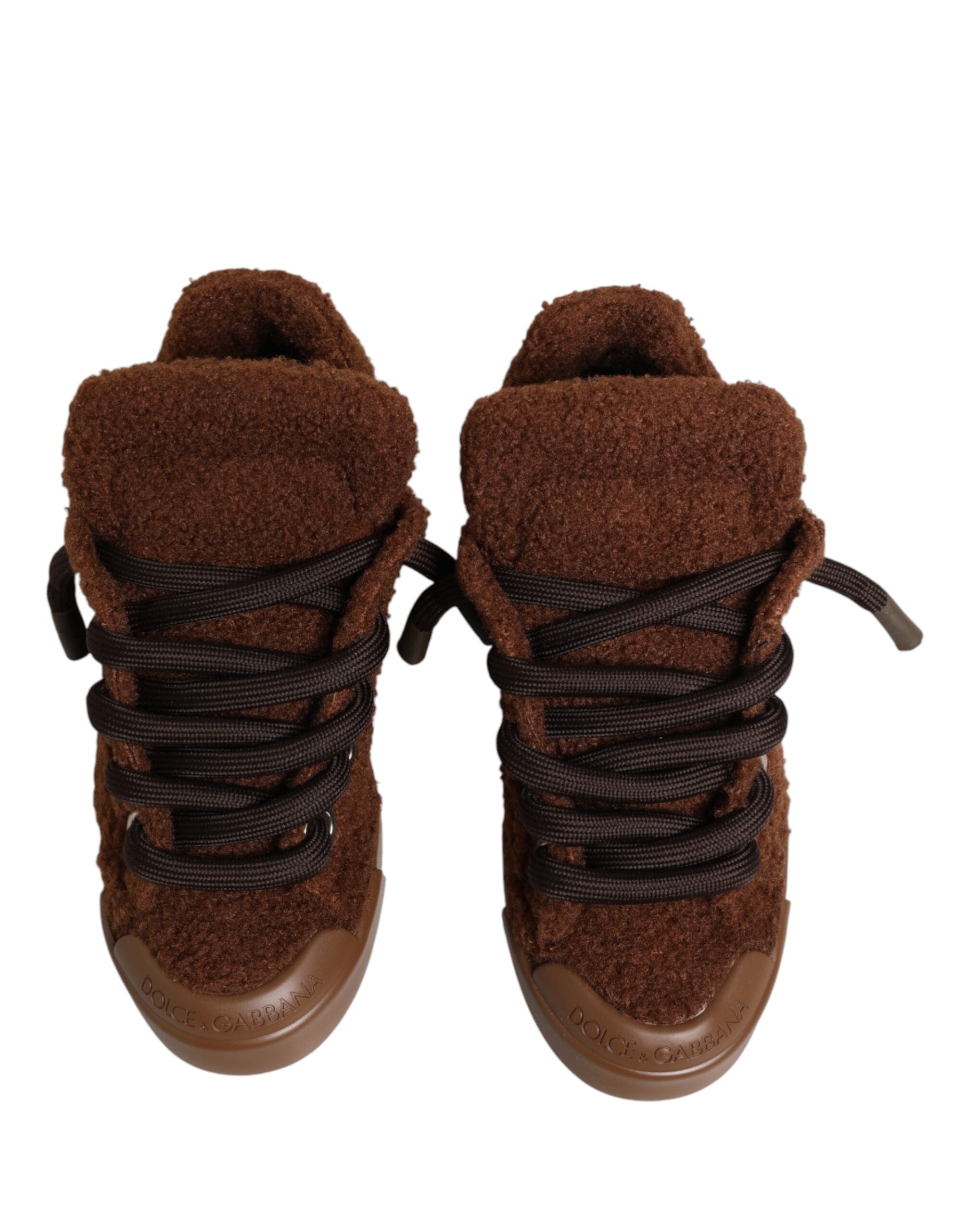Dolce & Gabbana Braune Faux Shearling Low Top Sneaker Schuhe