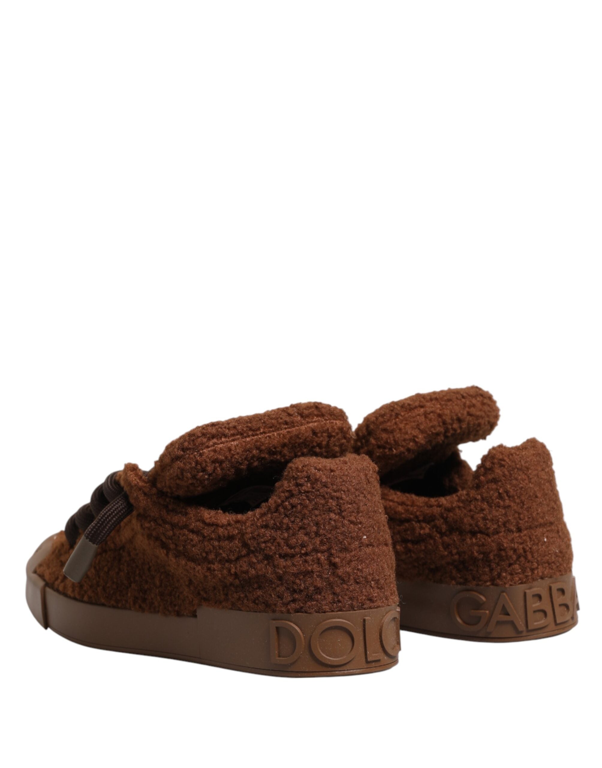 Dolce & Gabbana Braune Faux Shearling Low Top Sneaker Schuhe