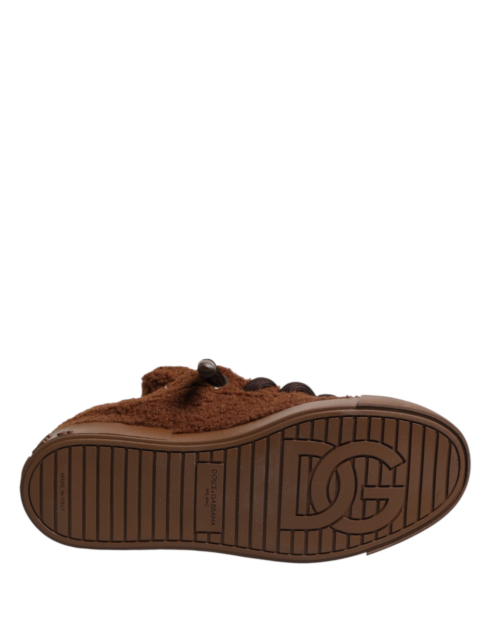 Dolce & Gabbana Braune Faux Shearling Low Top Sneaker Schuhe