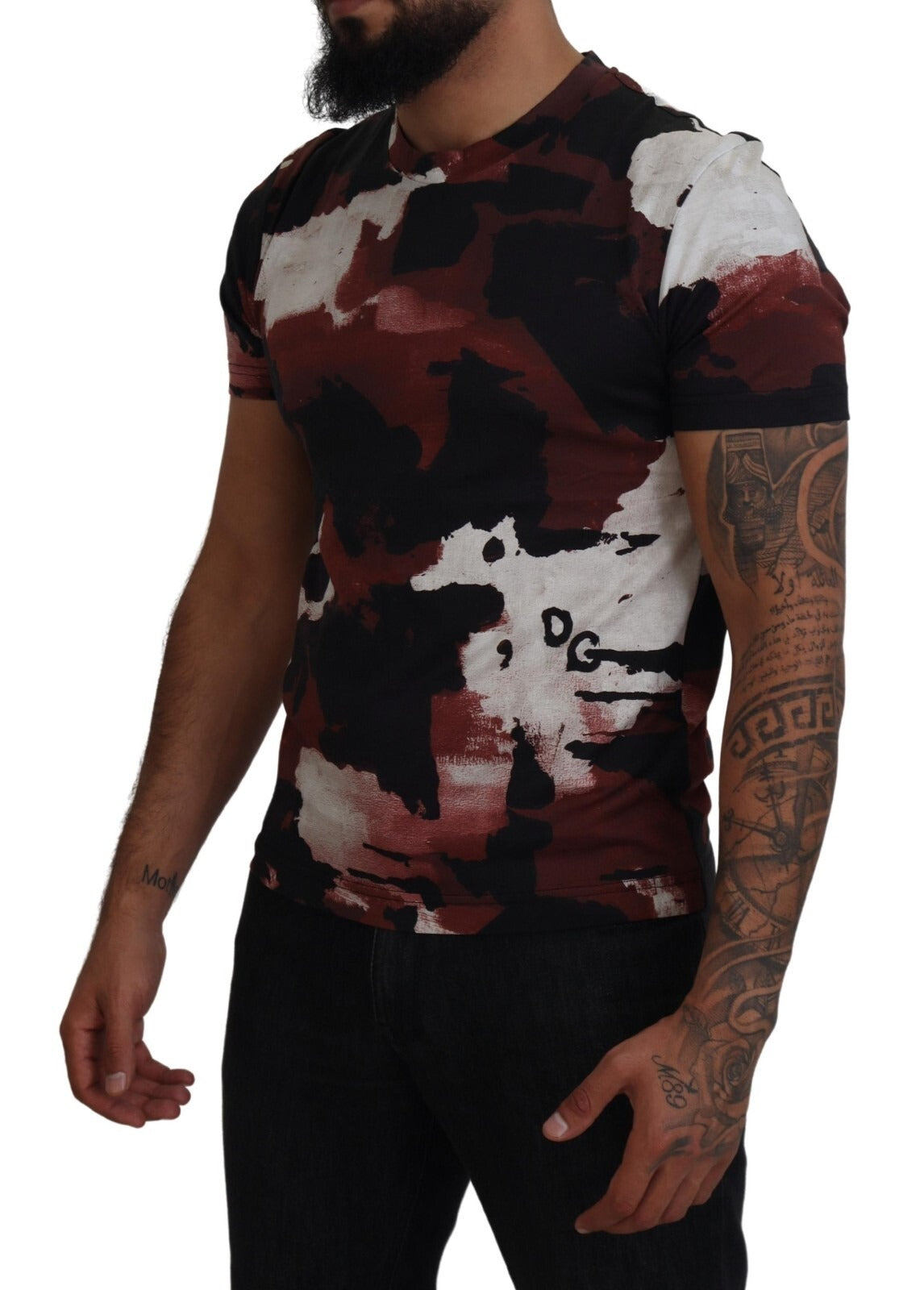 Dolce & Gabbana Baumwoll-Rundhals-T-Shirt im mehrfarbigen Tie-Dye-Look