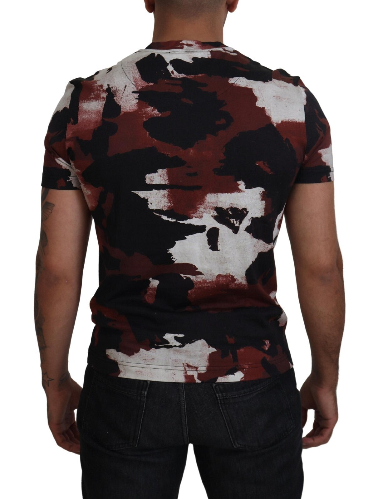 Dolce & Gabbana Baumwoll-Rundhals-T-Shirt im mehrfarbigen Tie-Dye-Look