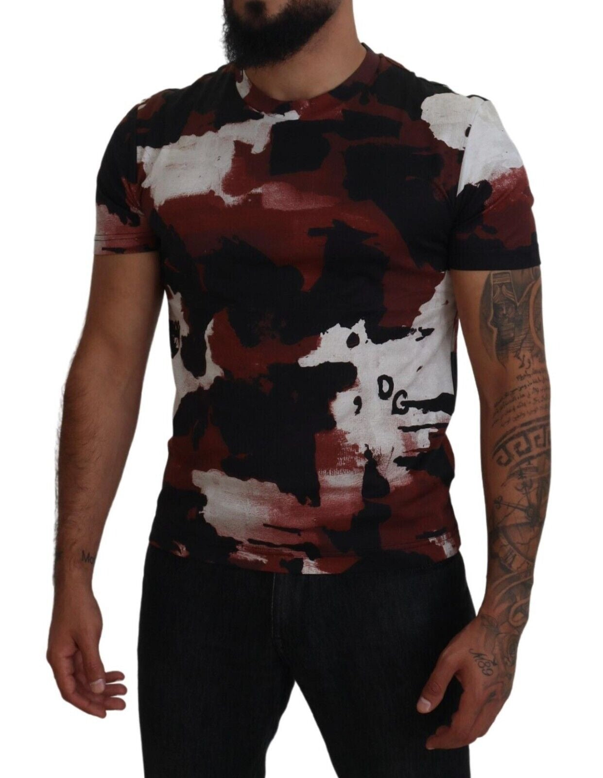 Dolce & Gabbana Baumwoll-Rundhals-T-Shirt im mehrfarbigen Tie-Dye-Look