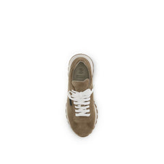 Brunello Cucinelli Beige Calf Leather Bos Taurus Platform Sneakers