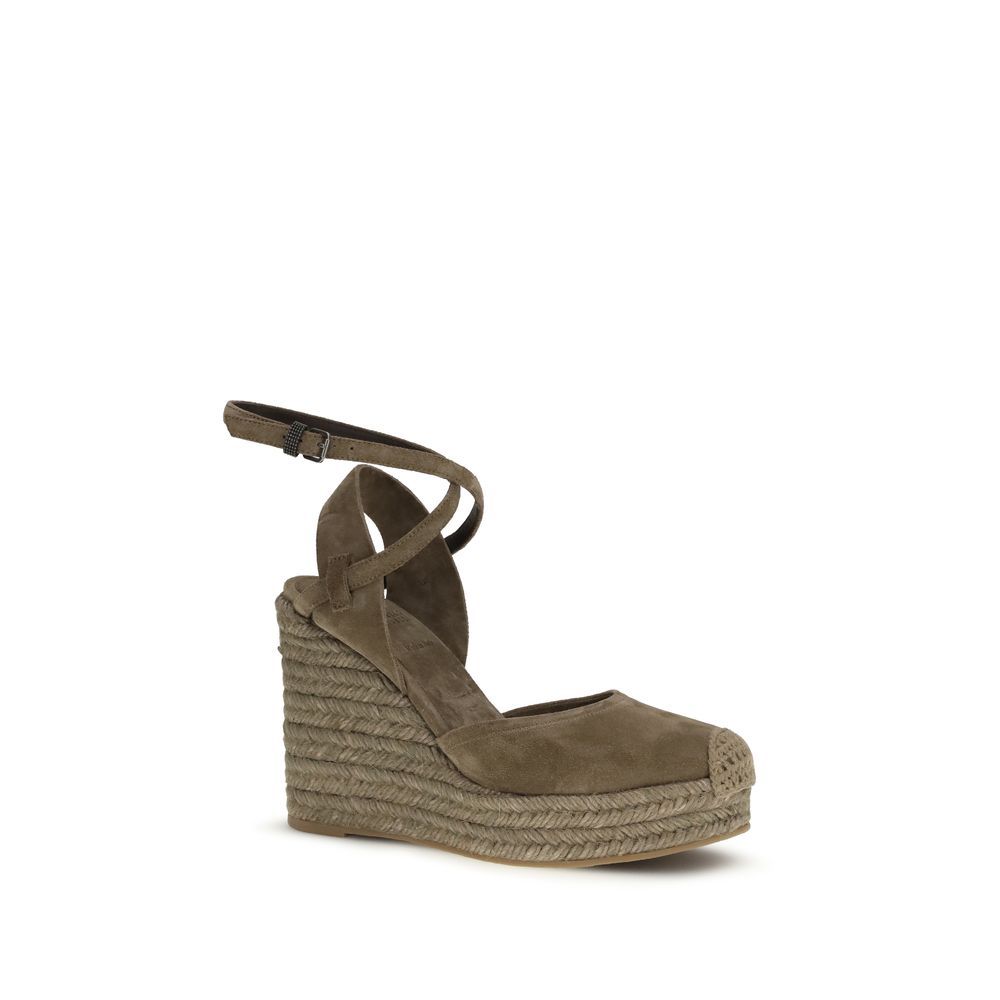 Brunello Cucinelli Espadrilles aus beigem Kalbsleder (Bos Taurus)