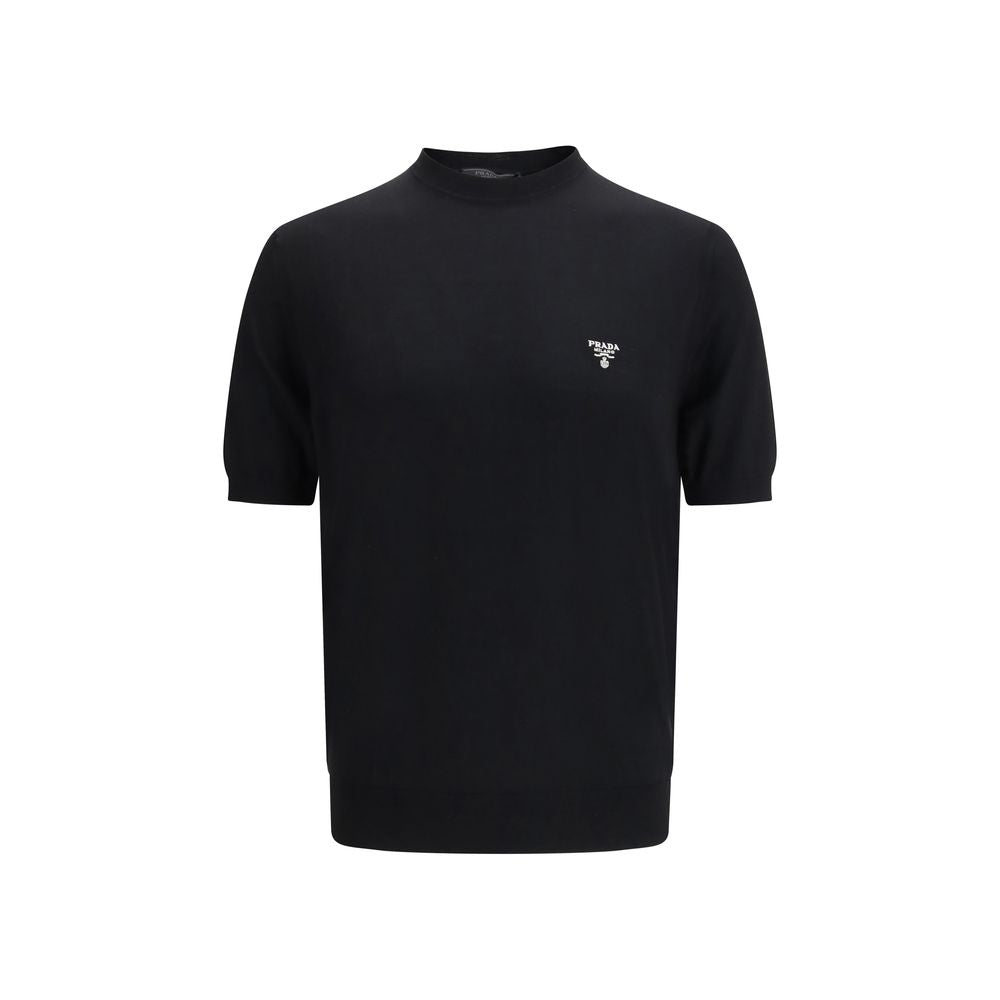 Prada T-Shirt aus schwarzer Fleece-Wolle
