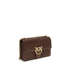 PINKO Brown Calf Leather Bos Taurus Shoulder Bag