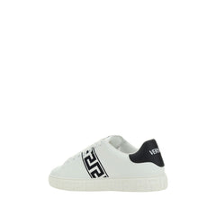 Versace Witte Kalfsleren Bos Taurus Lage Sneakers