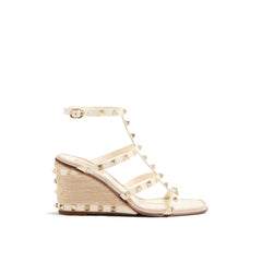 Valentino Garavani Keilsandalen aus beigem Kalbsleder