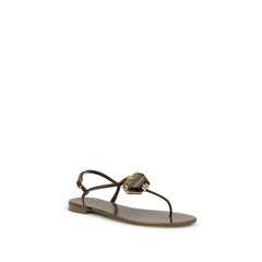 Giuseppe Zanotti Braune flache Sandalen aus Edelstahl