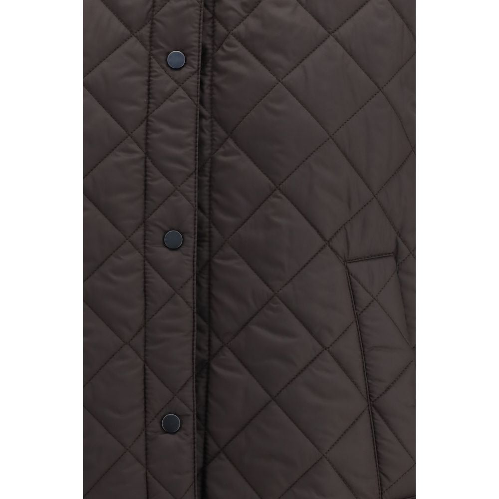 Brunello Cucinelli Braune ärmellose Nylonjacke