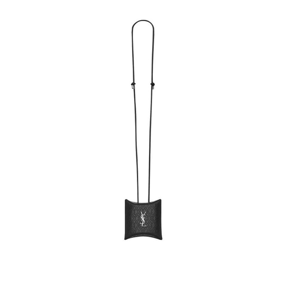 Saint Laurent AirPod-Halter aus schwarzem Kalbsleder