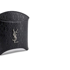 Saint Laurent AirPod-Halter aus schwarzem Kalbsleder