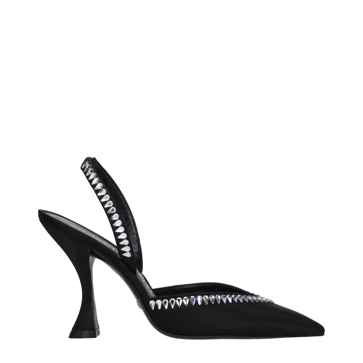 Stuart Weitzman Stiletto-Sandalen aus schwarzem Satin