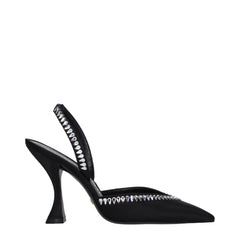 Stuart Weitzman Stiletto-Sandalen aus schwarzem Satin