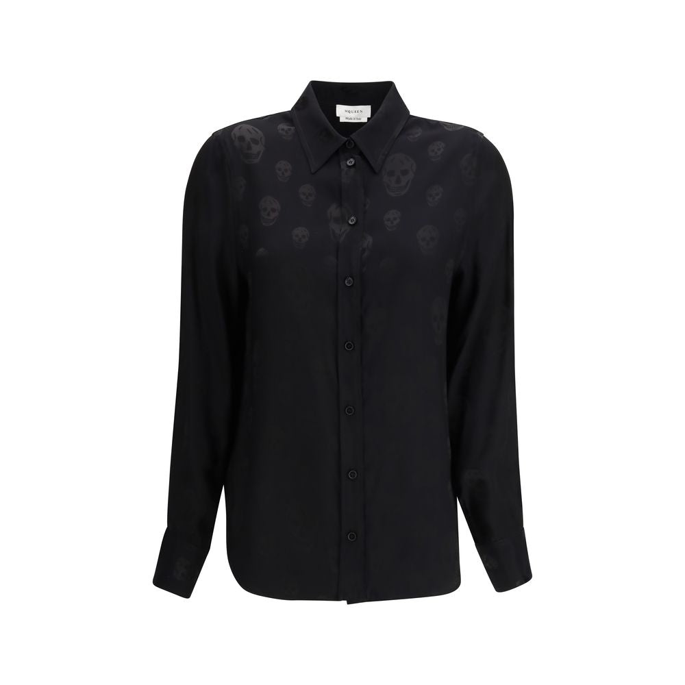 Alexander McQueen Schwarzes Hemd aus Viskose mit Muster