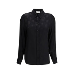 Alexander McQueen Schwarzes Hemd aus Viskose mit Muster