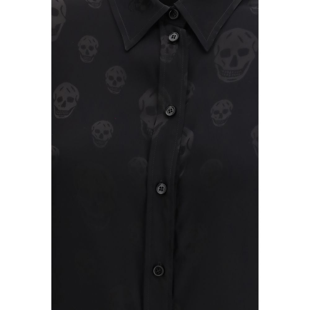 Alexander McQueen Schwarzes Hemd aus Viskose mit Muster